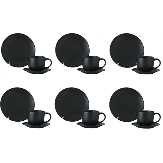 Zestaw serwis kawowy dla 6 osób 18 elementów czarny matowy