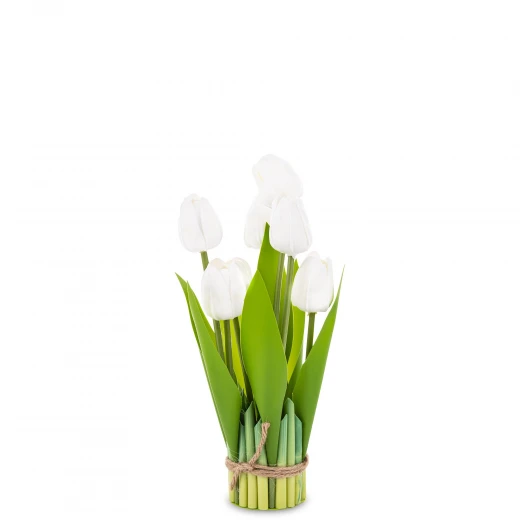 Bukiet sztucznych tulipanów 7szt BIAŁY TULIPANY 28cm