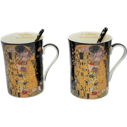 Kubki+łyżeczki w kartoniku POCAŁUNEK Gustav Klimt
