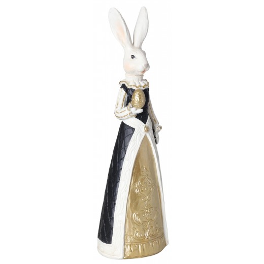 Wielkanocna figurka - elegancka Pani ZAJĄC 30cm czarno-złoty