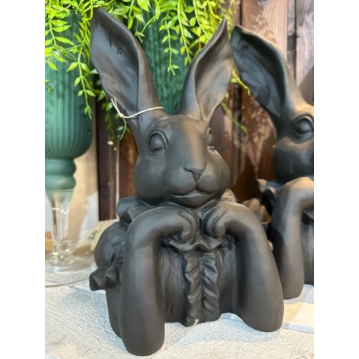 Wielkanocna figurka ZAJĄC 28cm | czarne popiersie