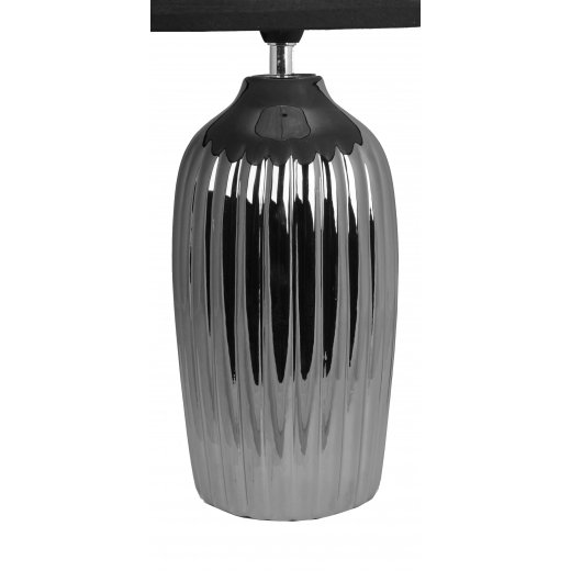 Lampka lampa stołowa srebrna ceramiczna podstawa z czarnym kloszem 59cm