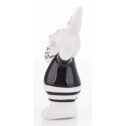 Wielkanocna figurka ZAJĄC 8,5cm biało-czarny