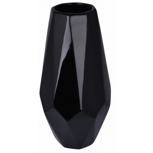 Ceramiczny wazon 29cm, geometryczny, czarny
