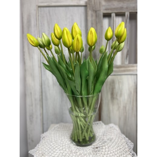Silikonowy tulipan żółty pąk 39cm