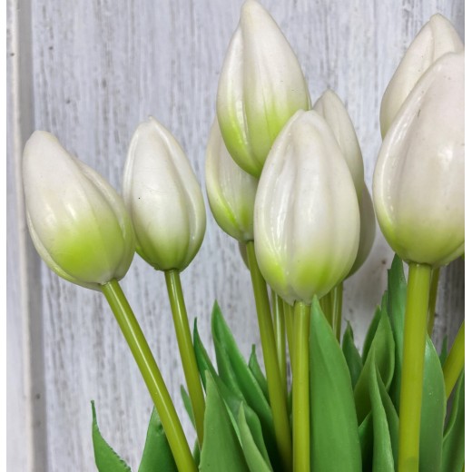 Silikonowy tulipan biały pąk