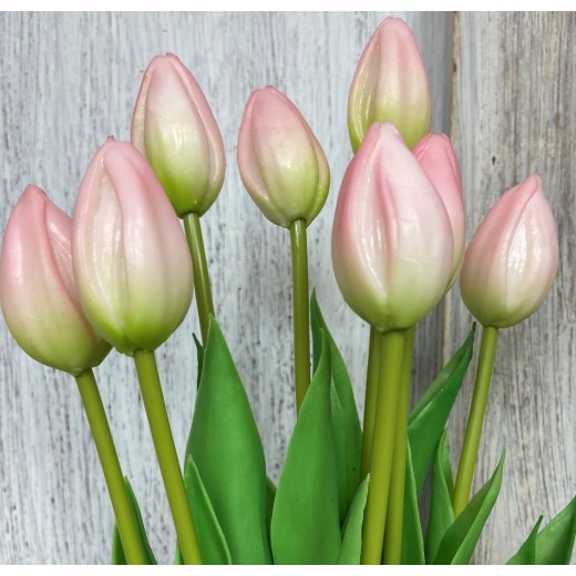 Silikonowy tulipan różowy pąk 39cm