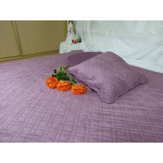 Narzuta welurowa na pojedyncze łóżko |160x220cm, fioletowy