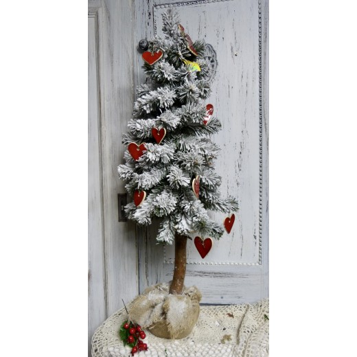 Ośnieżona choinka na pniu, drzewko Boże Narodzenie 80cm