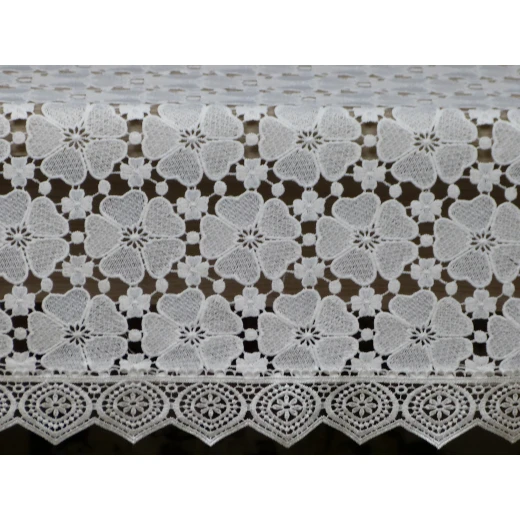 Obrus haftowany wykończony gipiurą 130x180cm biały | Kolekcja INGRID