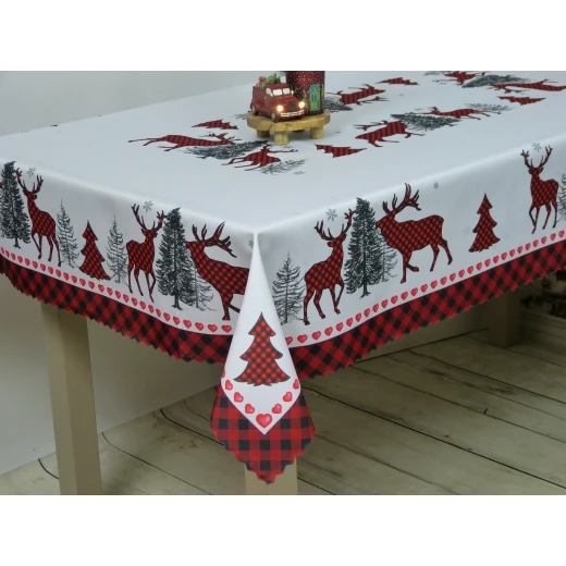 Świąteczny obrus na stół, obrus z nadrukiem 150x220cm RENIFERY