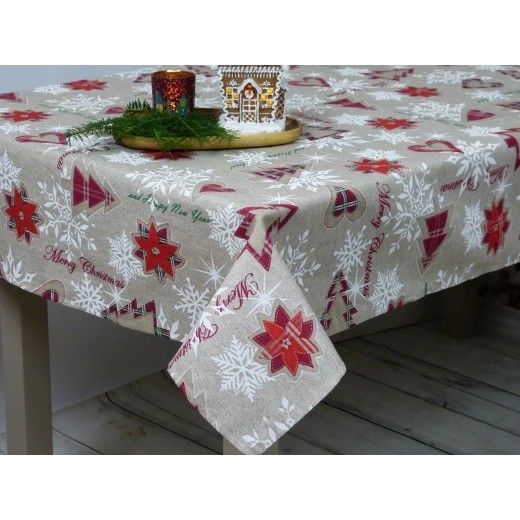 Świąteczny obrus na stół, bawełniany obrus z nadrukiem 130x300cm