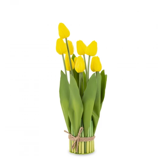 Bukiet sztucznych tulipanów 7szt ŻÓŁTE TULIPANY 28cm