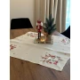 Świąteczny bieżnik na ławę, stół 85x85, szary z haftem świątecznych ptaszków