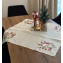 Świąteczny bieżnik na ławę, stół 85x85, szary z haftem świątecznych ptaszków
