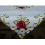Serweta haftowana na stół lub ławę | 85x85cm, biały z makami